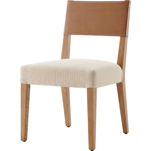 Kylo Dining Side Chair in Brown Eco Leather & Beige Fabric (Set of 2)